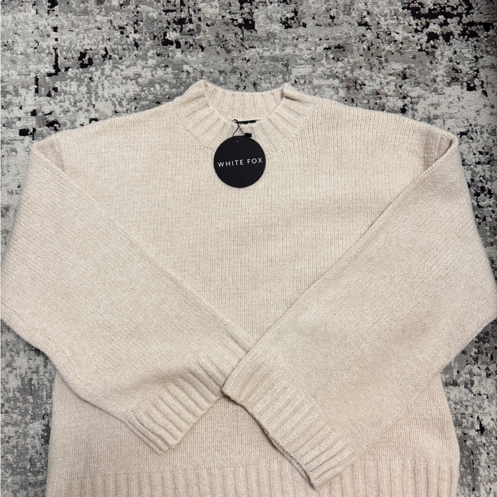 White Fox Boutique Cream Women's Crewneck Sweater